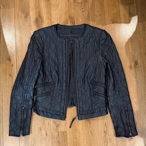 Zara Black Quilted Lambskin Leather Jacket XS